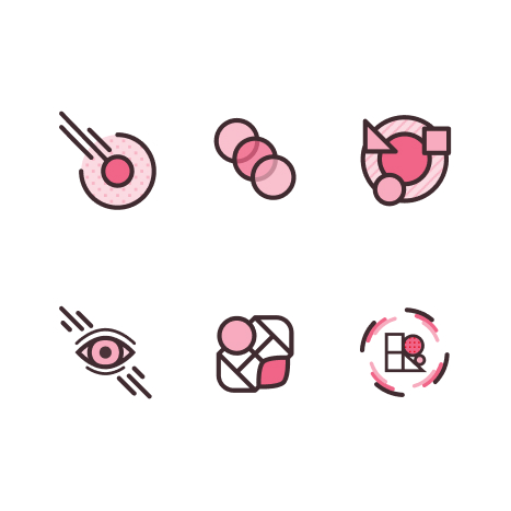 six hand-made abstract icons, as an example of hand made iconography